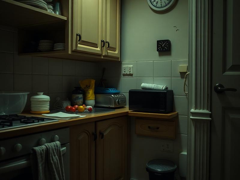 Kitchen before treatment showing signs of cockroach activity